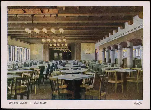 Ilsenburg (Harz) Brocken-Hotel Restaurant - Gastraum Brocken (Harz) 1951