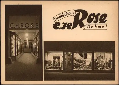 Ansichtskarte  Hadekahaus Rose Dahme 2 Bild Schaufenster 1932