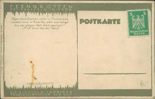 Ansichtskarte Saalfeld (Saale) Feengrotten (Linke Quellgrotte) 1925