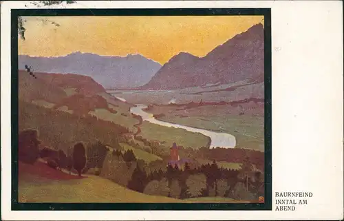 Ansichtskarte  Künstlerkarte BAURNFEIND INNTAL AM ABEND 1927