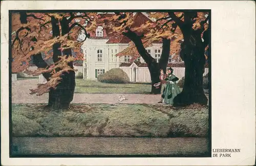 Künstlerkarte Gemälde Kunstwerk LIEBERMANN "Im Park" 1912/1911