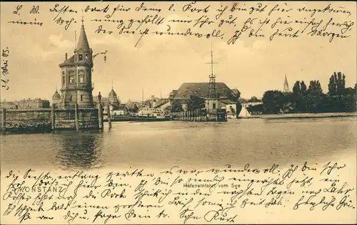 Ansichtskarte Konstanz Hafen-Einfahrt 1905   gel  LAHR (Ankunftsstempel)