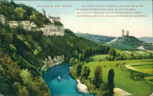 Ansichtskarte Bad Kösen Rudelsburg und Burg Saaleck 1910