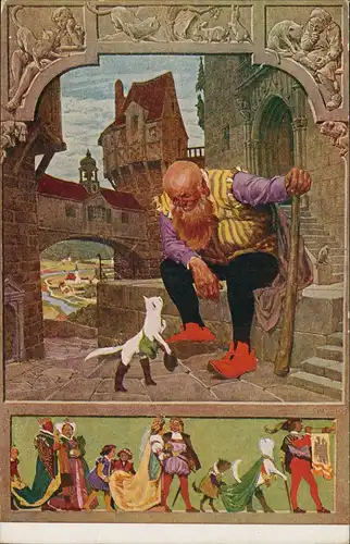 Ansichtskarte  Künstlerkarte: Märchen Nr. 302 Der gestiefelte Kater 1910