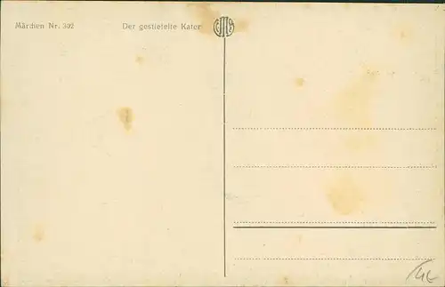 Ansichtskarte  Künstlerkarte: Märchen Nr. 302 Der gestiefelte Kater 1910