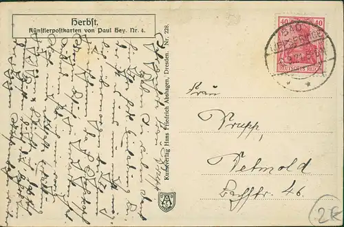 Künstlerkarte Gemälde "Herbst" Künster-Postkarte Paul Hey 1921