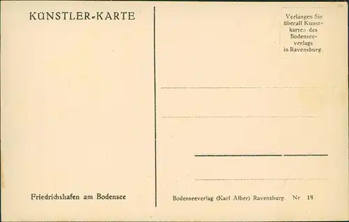 Ansichtskarte  KÜNSTLER-KARTE Friedrichshafen am Bodensee 1920