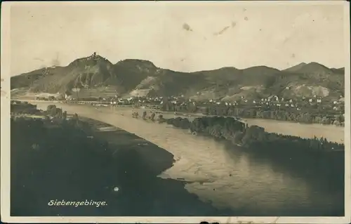 Königswinter Siebengebirge Rhein Panorama, Bromsilberkarte 1930