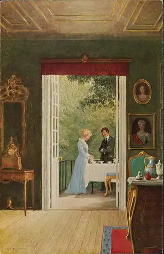 C. Thilemann pinx: Flitterwochen Dänische Kunst Künstlerkarte 1910