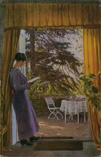 Sigvard Hansen pinx: Das neue Buch (Dänische Kunst) Künstlerkarte 1910