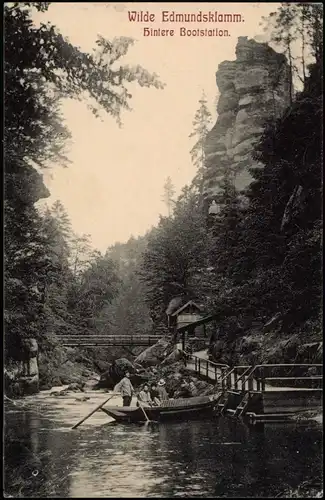 Jonsdorf (CZ) Janov Wilde Edmundsklamm. Hintere Bootstation. 1911