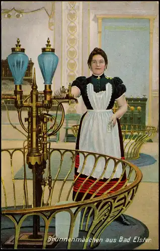 Ansichtskarte Bad Elster Brunnenmädchen an der Quelle 1911