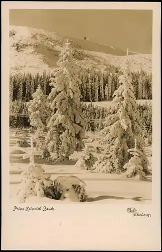 Postcard Krummhübel Karpacz Prinz-Heinrich-Baude im Winter 1934