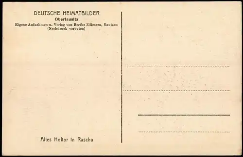 Ansichtskarte Rascha-Großpostwitz Budestecy Altes Hoftor 1928