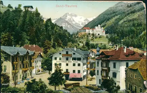 Sand in Taufers Campo Tures) Panorama-Ansicht mit Gasthaus Zur Post 1907