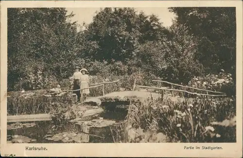 Ansichtskarte Karlsruhe Partie im Stadtgarten 1910