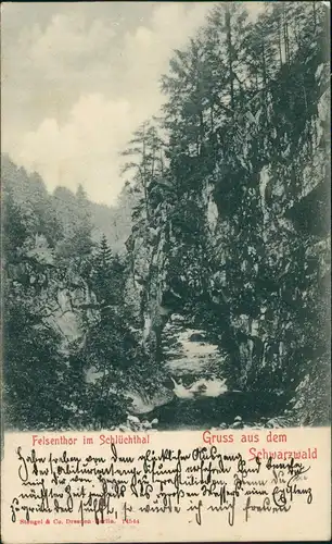 .Baden-Württemberg Felsenthor im Schlüchthal Schwarzwald 1905  Stempel THIENGEN