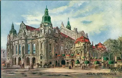 Ansichtskarte Köln Opernhaus nach einem Olgemälde von Paul Geissler 1930