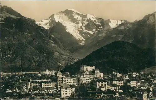 Interlaken Panorama-Ansicht Interlaken und die Jungfrau (4166 m) 1930