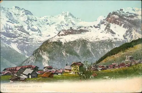 Ansichtskarte Mürren Panorama-Ansicht Mürren und Breithorn (3774 m) 1910