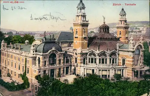 Ansichtskarte Zürich Tonhalle, Gebäude-Ansicht 1906