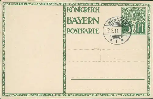 Ansichtskarte  Königreich Bayern Ganzsache 5Pf - 1821-1911 Stempel München