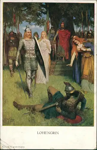 Ansichtskarte  Künstlerkarte LOHENGRIN 1916   1. Weltkrieg Feldpost BARMEN