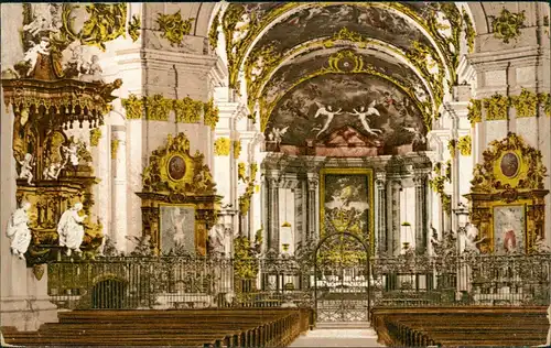 Ansichtskarte St. Gallen Inneres der Kirche Klosterkirche 1911