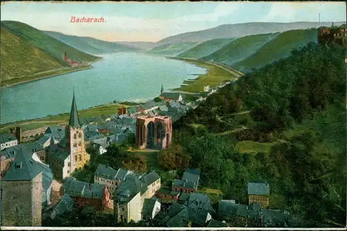 Ansichtskarte Bacharach Panorama-Ansicht, Rhein Blick 1913