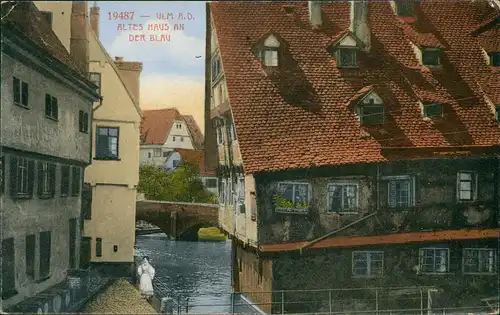 Ansichtskarte Ulm a. d. Donau ALTES HAUS AN DER BLAU 1927