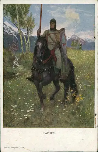 Ansichtskarte  PARSIFAL Künstlerkarte - Militär, Reiter zu Pferde 1915