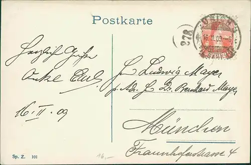 Ansichtskarte Zürich Partie an der Tonhalle 1909