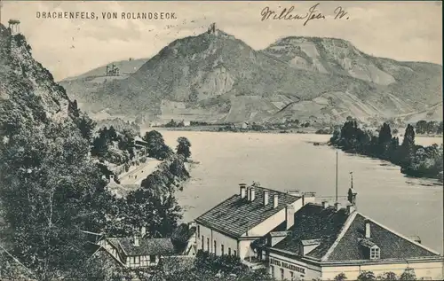 Königswinter DRACHENFELS, VON ROLANDSECK AUS GESEHEN, RHEIN 1912
