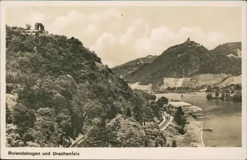 Ansichtskarte Königswinter Rolandsbogen und Drachenfels am Rhein 1930