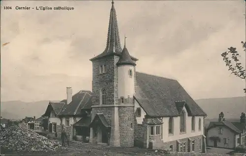 Ansichtskarte Cernier Eglise catholique Katholische Kirche (Eglise) 1910