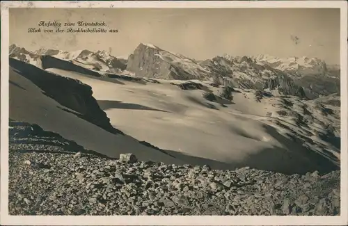.Schweiz Aufstieg zum Urirotstock, Blick von der Ruckhubelhütte aus 1924