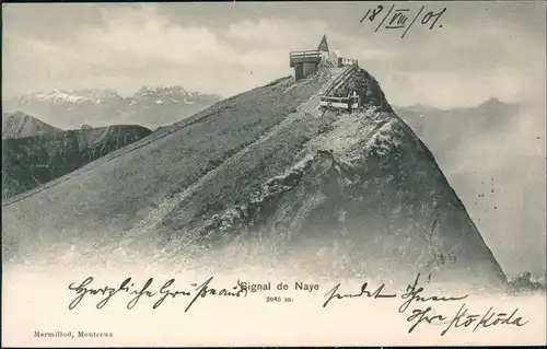 Ansichtskarte .Schweiz Signal de Naye (Schweizer Alpen Bergwelt) 1901