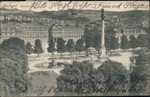 Ansichtskarte Stuttgart Schloßplatz aus der Vogelschau 1906
