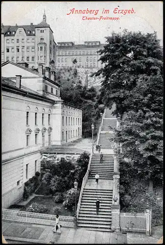 Ansichtskarte Annaberg-Buchholz Theater-Freitreppe. 1916  gel. Feldpost Grünhain