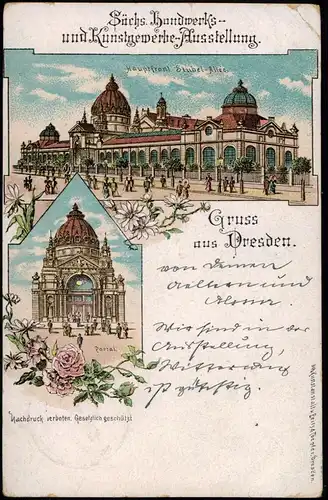 Litho AK  Dresden Ausstellungspalast - 2 Bild, Stübelallee 1896
