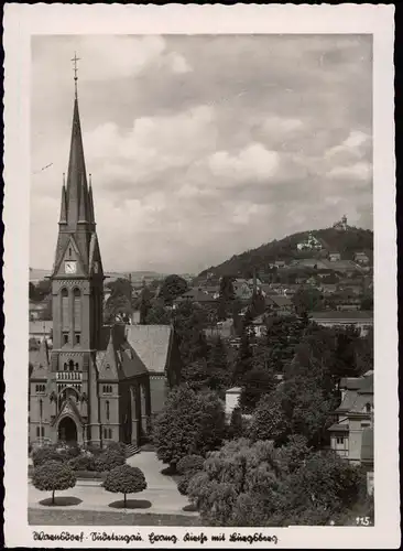 Postcard Warnsdorf Varnsdorf Stadtpartie mit evang. Kirche 1934