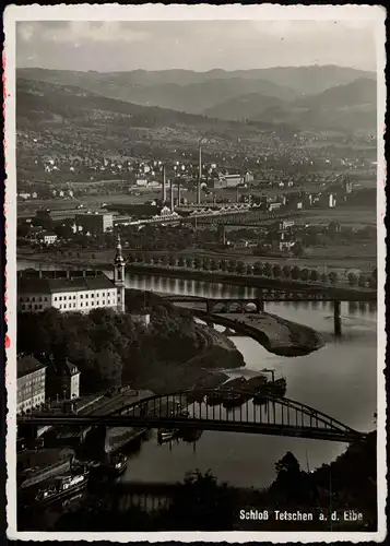 Postcard Tetschen-Bodenbach Decín Schloß, Fabrikanlage - Fotokarte 1937