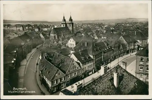 Ansichtskarte Bayreuth Maximilianstraße, Totale 1932