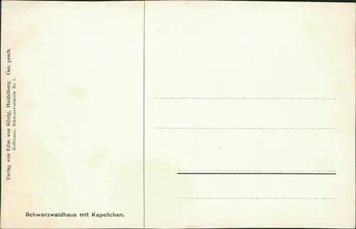 .Baden-Württemberg Schwarzwaldhaus mit Kapellchen. Idylle Künstlerkarte 1913