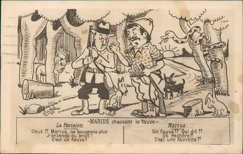 Ansichtskarte  Scherzkarte Frankreich France Safari Le Parisien Marius 1935