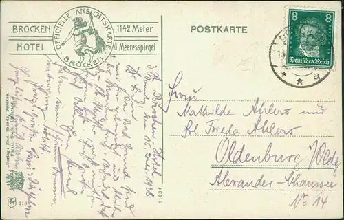 Ansichtskarte Ilsenburg (Harz) Brocken (Harz), Haus 1928