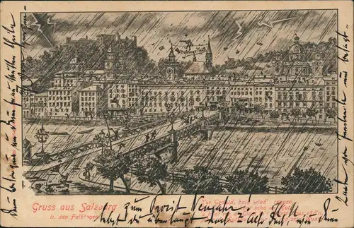 Ansichtskarte Salzburg Stadt, Professor Falb - Regen und Gewitter 1902