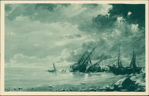 Künstlerkarte Gemälde Kunstwerk: H. ZEYTLINE, Nach dem Gewitter 1920