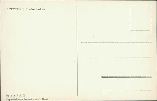 Ansichtskarte  Künstlerkarte Gemälde Maler: H. ZEYTLINE, Fischerbarken 1920