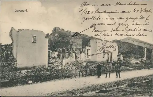 CPA Gercourt-et-Drillancourt Soldaten zerstörte Stadt 1916 Feldpoststempel WK1